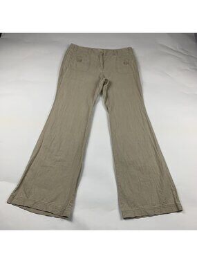 New York & Company Tan Linen Blend Wide Leg Trouser Pant 10